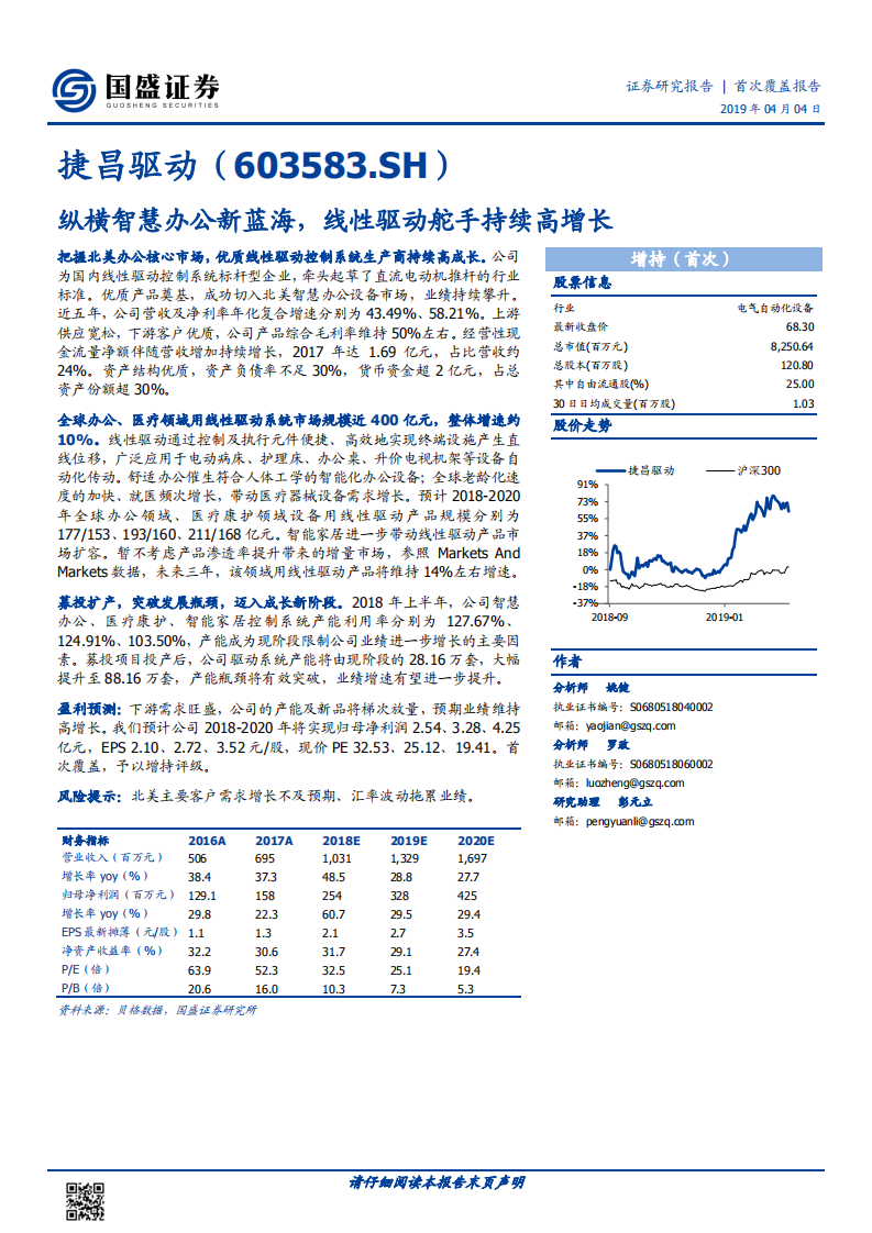 捷昌驱动：纵横智慧办公新蓝海，线性驱动舵手持续高增长.pdf 第1页