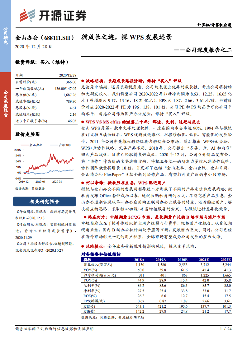 金山办公-公司深度报告之二：循成长之迹，探WPS发展远景-20201228.pdf 第1页