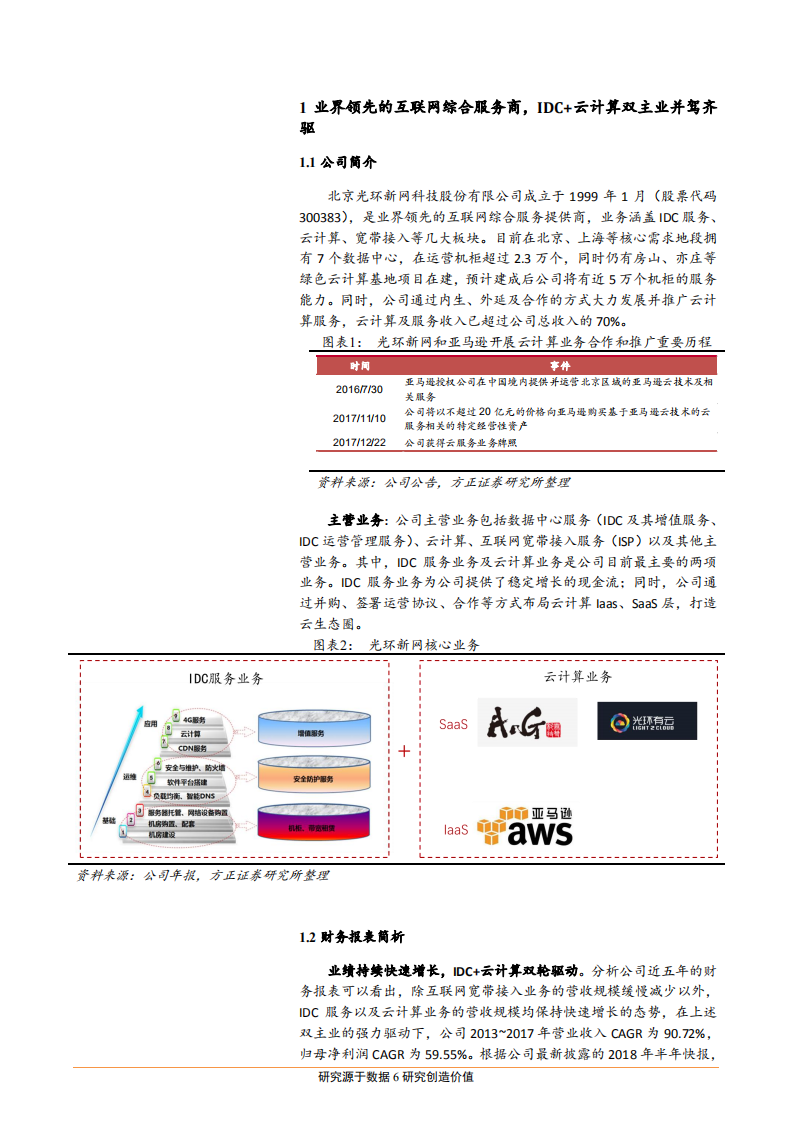 光环新网--公司深度报告：IDC稀缺价值被低估，坚定拓展云计算打造云生态圈-180925.pdf 第6页