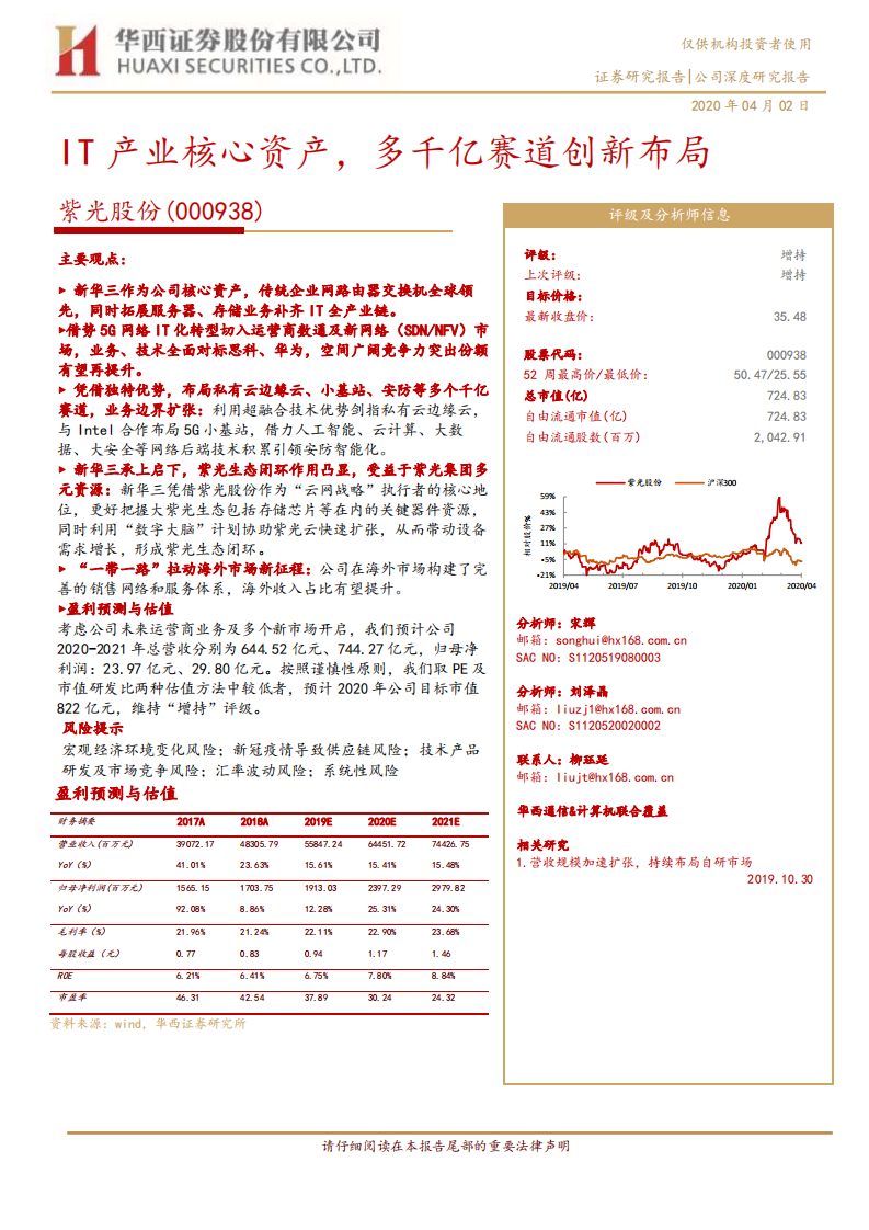 紫光股份-IT产业核心资产，多千亿赛道创新布局-200402.pdf 第1页