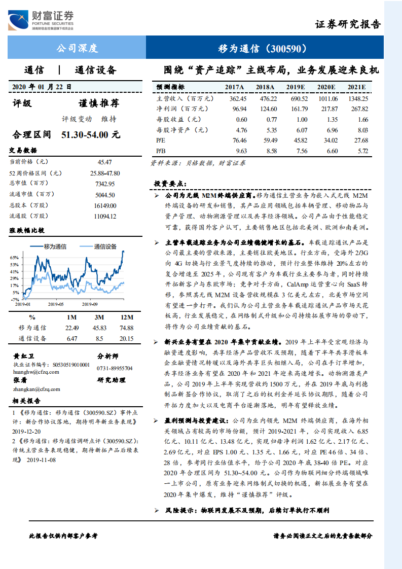 移为通信--围绕“资产追踪”主线布局，业务发展迎来良机-200122.pdf 第1页