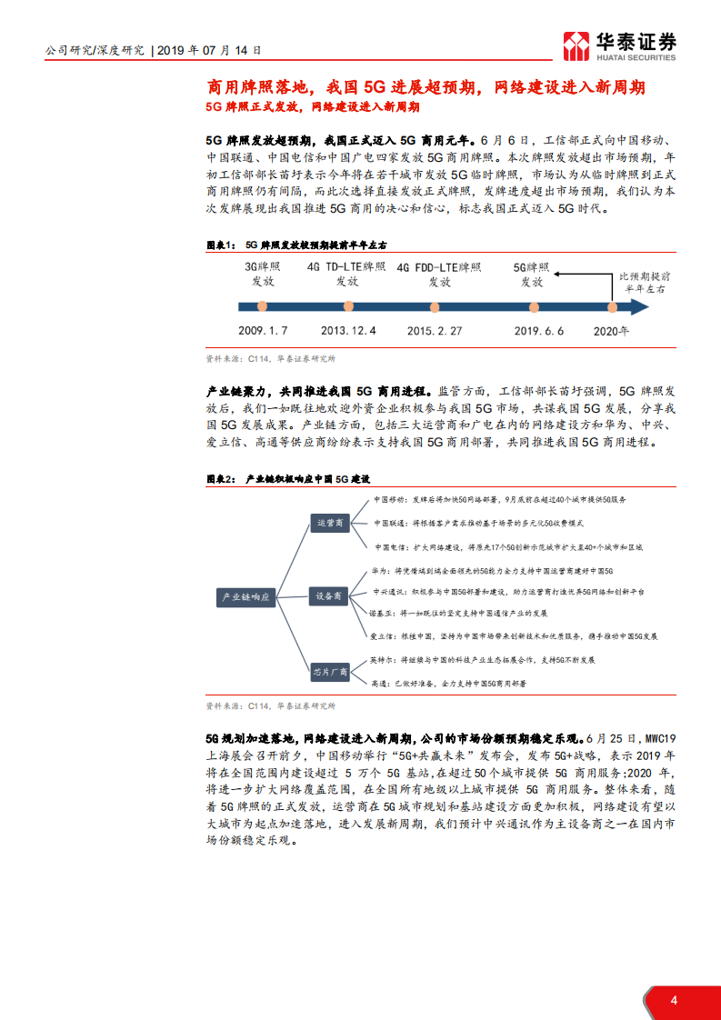 中兴通讯-5G加速，从技术重估到市场重估-190714.pdf 第4页