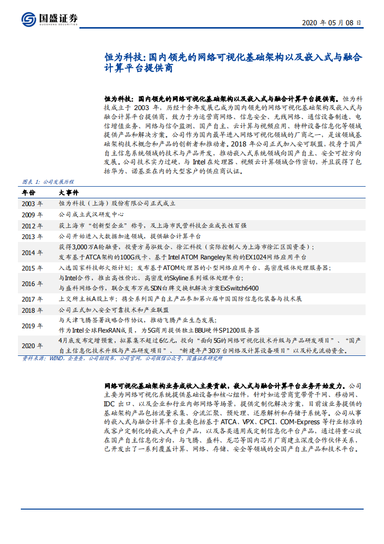 恒为科技-运营商释放网络基础架构订单，国产化拉动嵌入式平台增长-200508.pdf 第4页