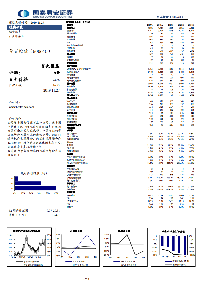 号百控股-首次覆盖报告：背靠电信，5G增值服务助推公司再起飞-191127.pdf 第2页