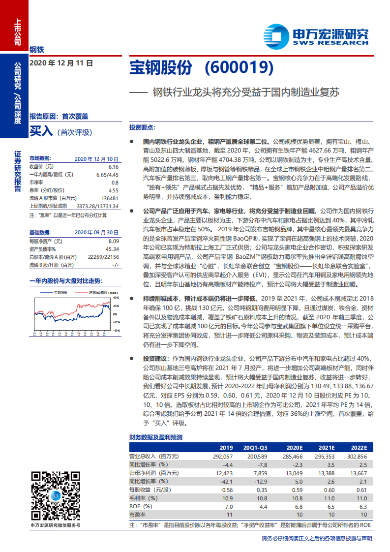 宝钢股份-钢铁行业龙头将充分受益于国内制造业复苏-2020201211.pdf 第1页