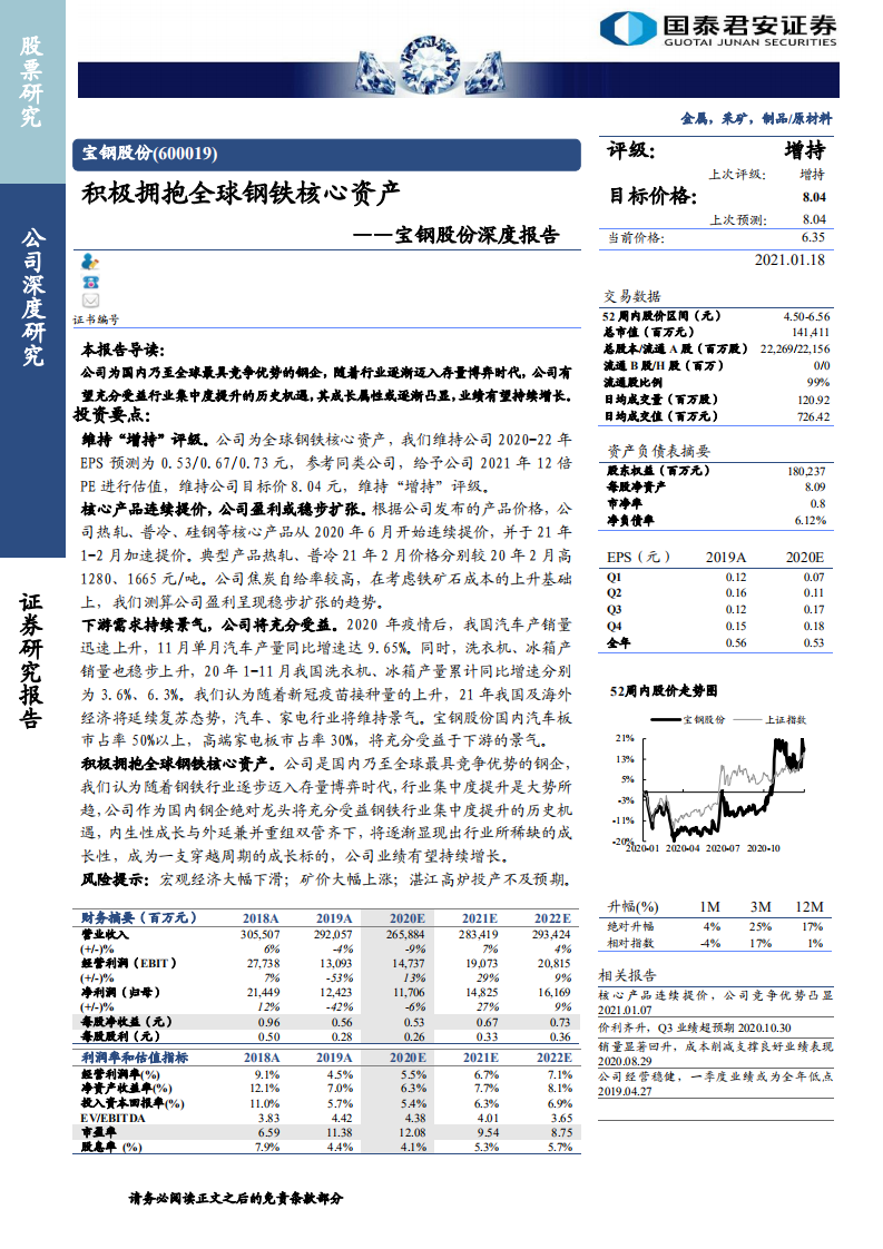 宝钢股份-深度报告：积极拥抱全球钢铁核心资产-210118.pdf 第1页