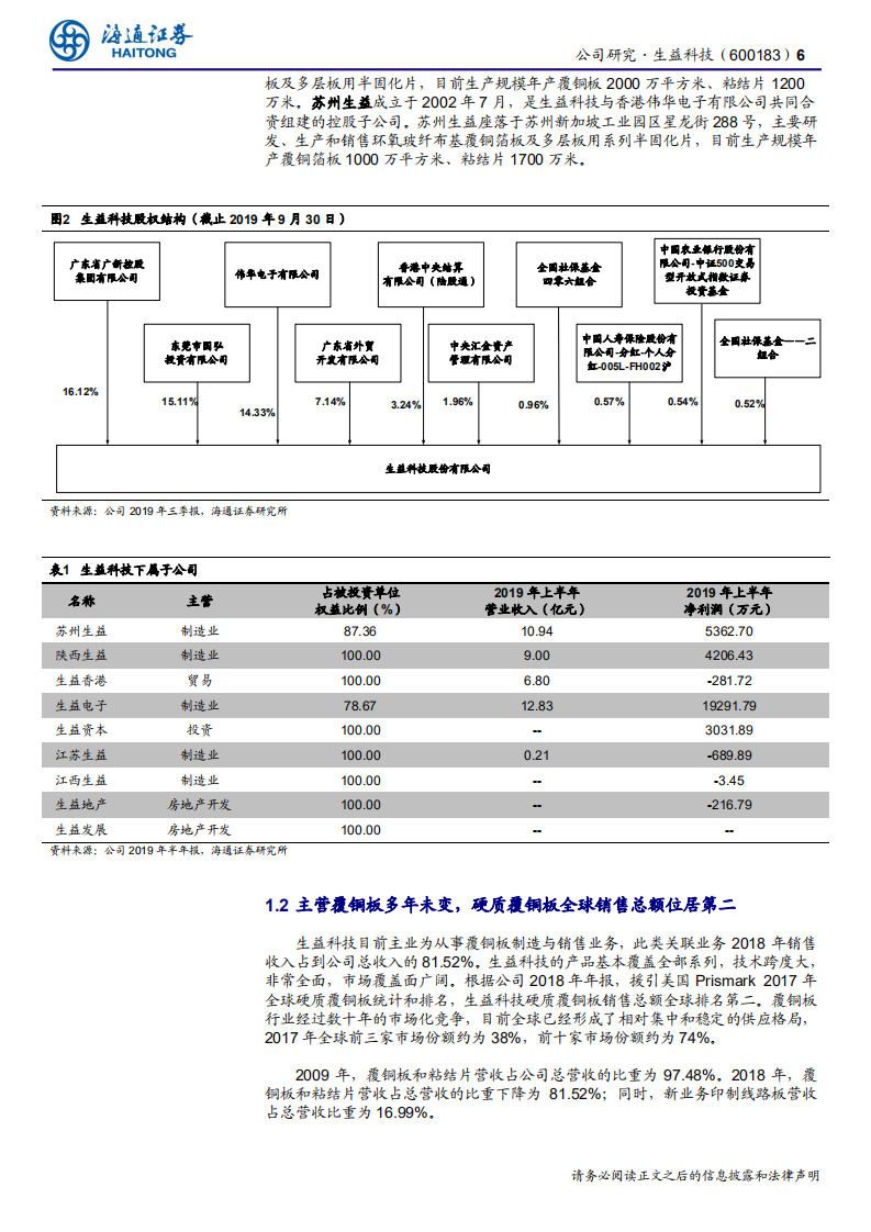 生益科技-全球覆铜板龙头企业，5G产业驱动高频高速产品新增长-191210.pdf 第6页