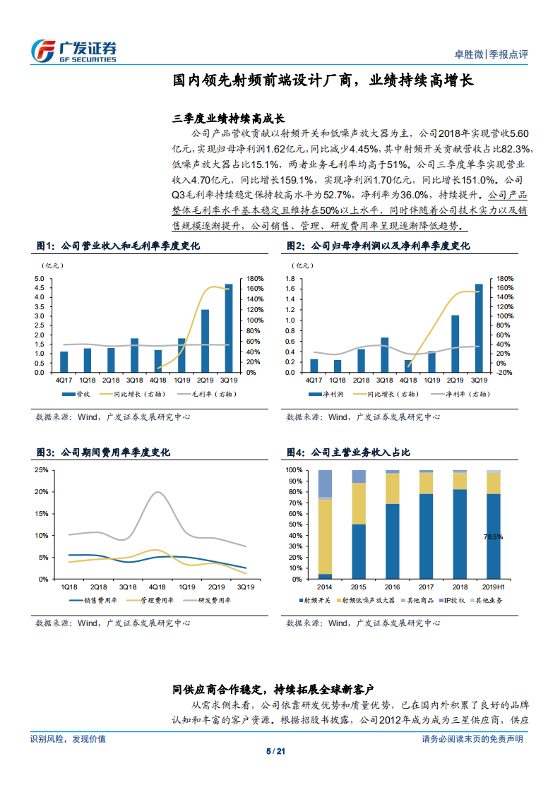 卓胜微-受益5G浪潮与国产替代，国内领先射频前端设计厂商迎机遇-191029.pdf 第5页