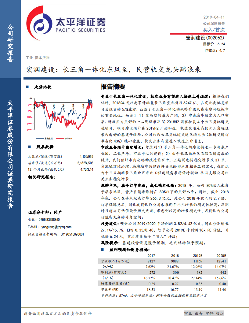 宏润建设：长三角一体化东风至，民营轨交龙头踏浪来.pdf 第1页