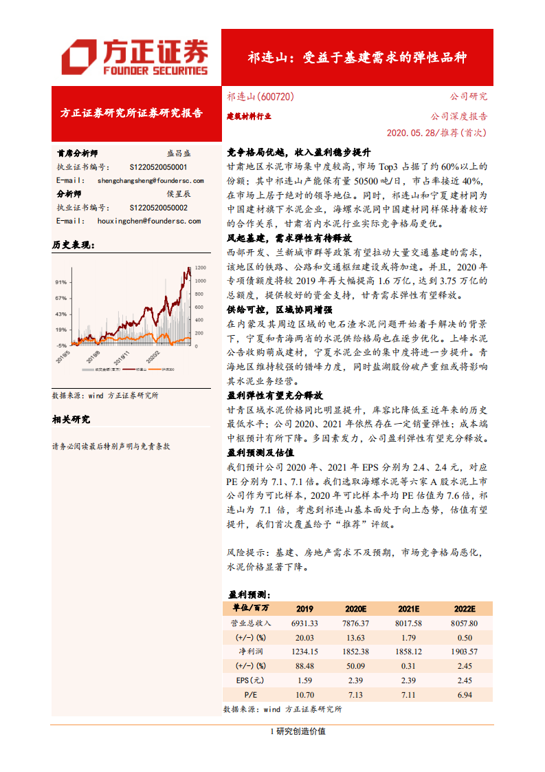 祁连山-受益于基建需求的弹性品种-200528.pdf 第1页