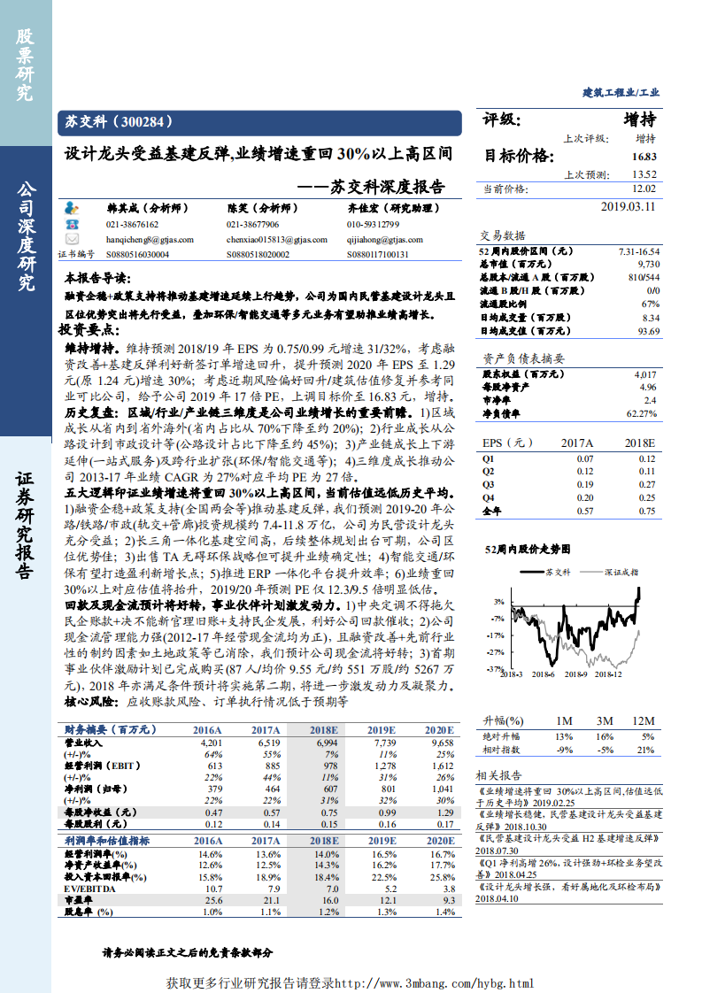 苏交科-深度报告：设计龙头受益基建反弹，业绩增速重回30%以上高区间-190311.pdf 第1页