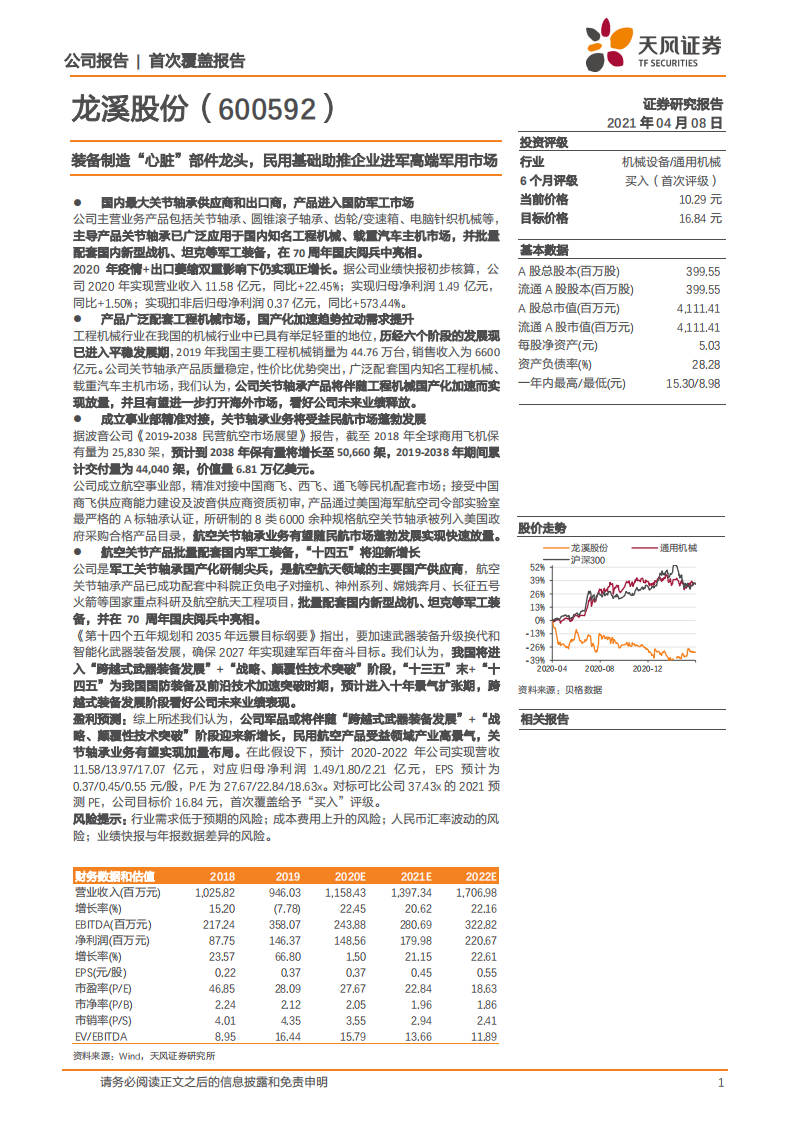 龙溪股份：装备制造&ldquo;心脏&rdquo;部件龙头，民用基础助推企业进军高端军用市场.pdf 第1页