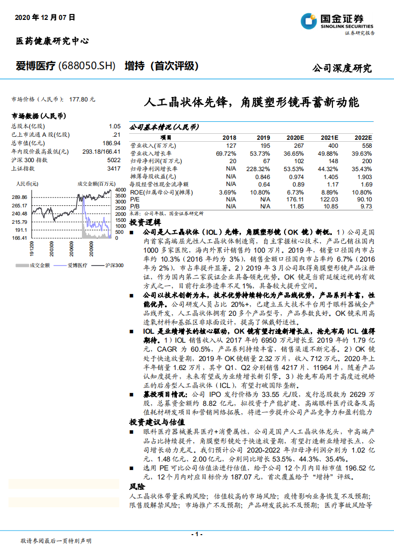 爱博医疗-人工晶状体先锋，角膜塑形镜再蓄新动能-20201207.pdf 第1页