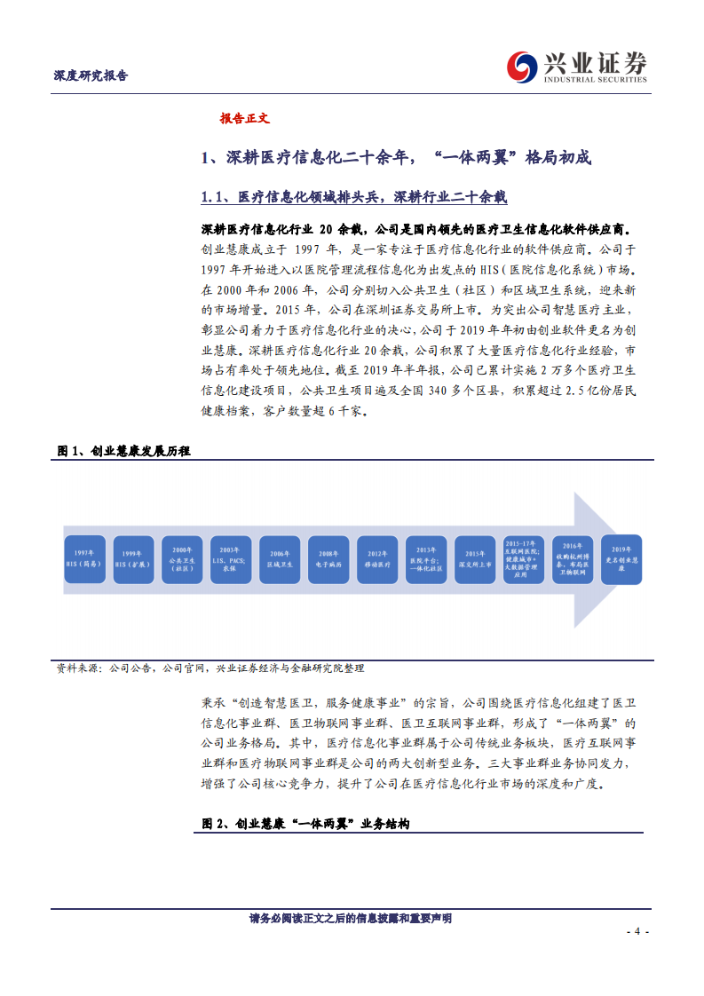创业慧康-医疗信息化排头兵，&ldquo;一体两翼&rdquo;渐入佳境-200131.pdf 第4页