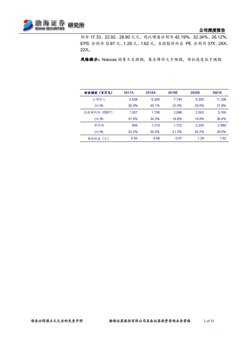 乐普医疗-深度报告：Neovas放量可期，多款重磅产品获批在即-200319.pdf 第2页