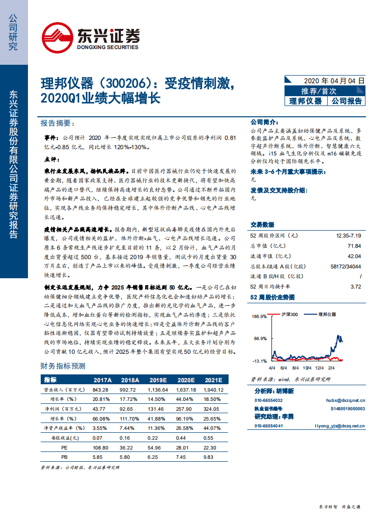理邦仪器-受疫情刺激，2020Q1业绩大幅增长-200404.pdf 第1页