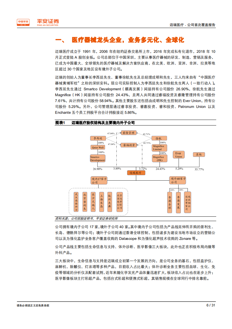 迈瑞医疗-国际国内齐头并进，多产品线医械龙头优势凸显-190819.pdf 第6页