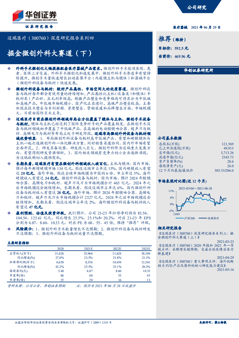 迈瑞医疗-深度研究报告系列四：掘金微创外科大赛道（下）-210629.pdf 第1页