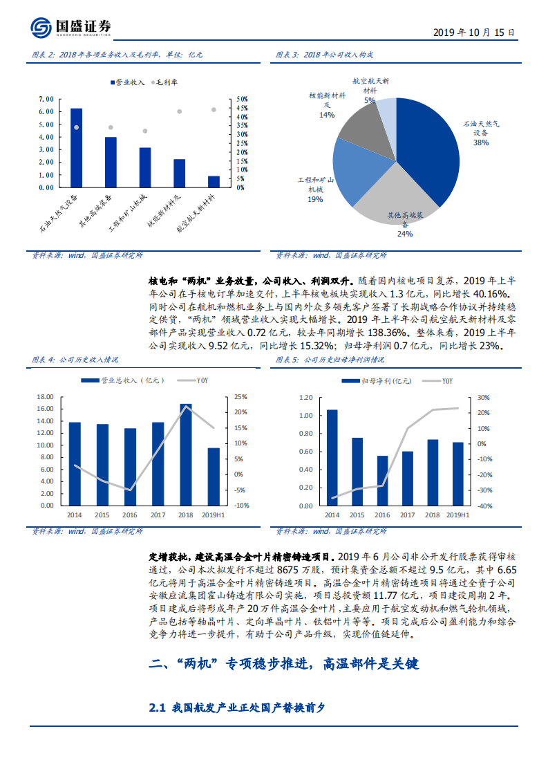 应流股份-“两机”业务进展顺利，核电项目重启在即-191015.pdf 第6页