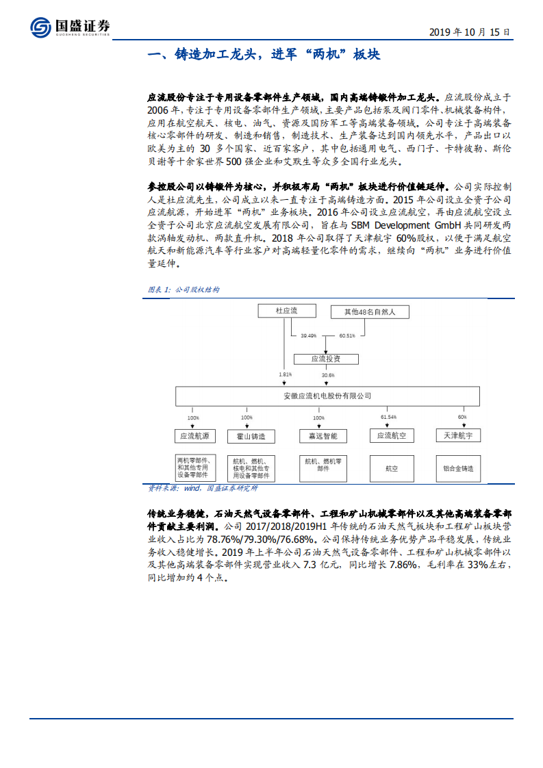 应流股份-“两机”业务进展顺利，核电项目重启在即-191015.pdf 第5页