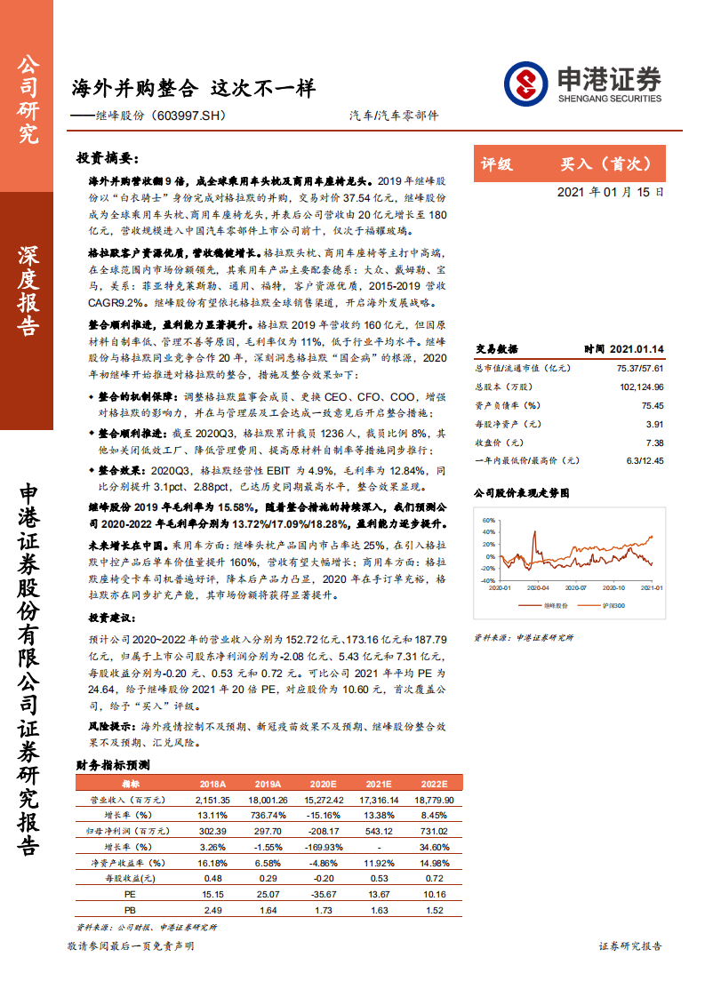 继峰股份-海外并购整合，这次不一样-210115.pdf 第1页