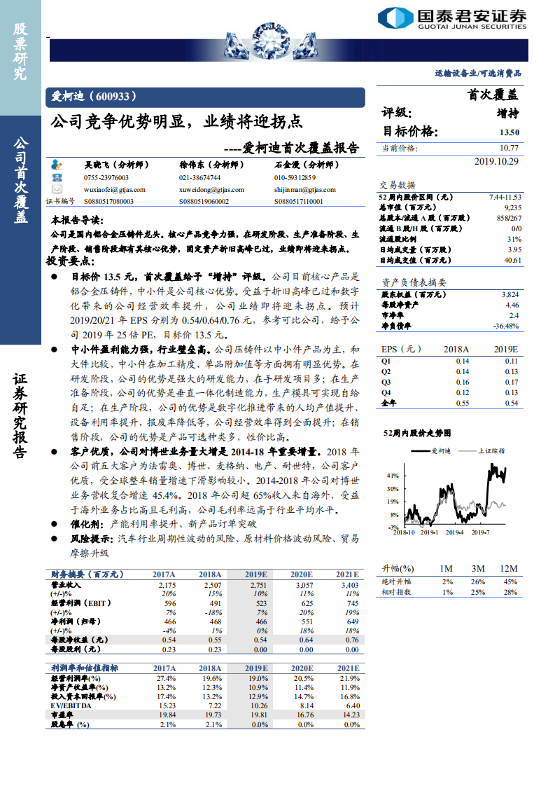 爱柯迪-首次覆盖报告：公司竞争优势明显，业绩将迎拐点-191029.pdf 第1页
