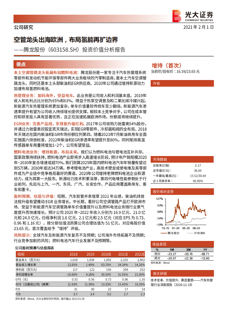 腾龙股份-投资价值分析报告：空管龙头出海欧洲，布局氢能再扩边界-210201    v.pdf 第1页