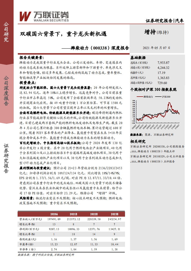 潍柴动力-深度报告：双碳国六背景下，重卡龙头新机遇-210507.pdf 第1页