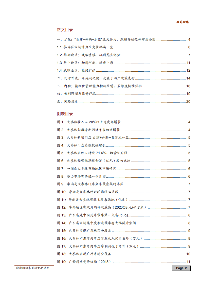 2020年大参林企业布局全国，稳健扩张深度研究报告.pdf 第1页