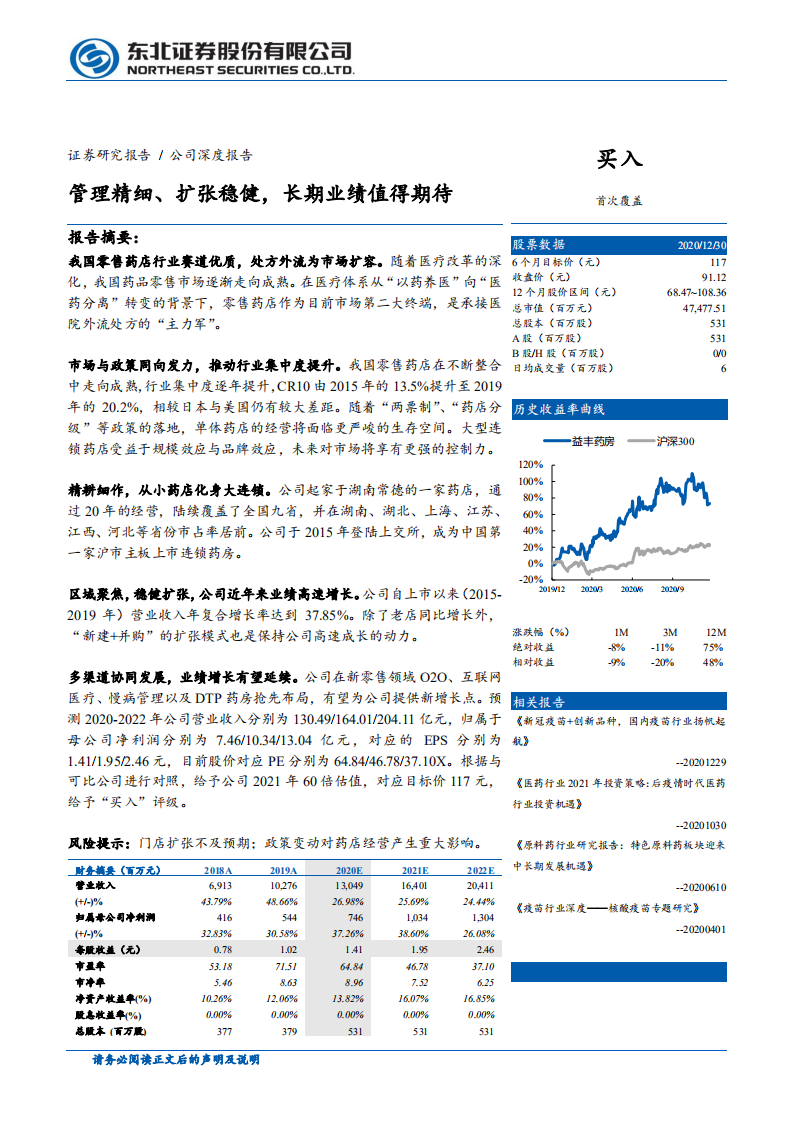 益丰药房-管理精细、扩张稳健，长期业绩值得期待-2020201231.pdf 第1页