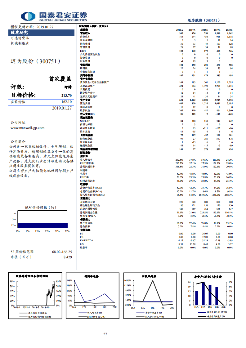 迈为股份-迈为股份首次覆盖报告：高速增长中的光伏电池片丝网印刷设备龙头-190127.pdf 第2页