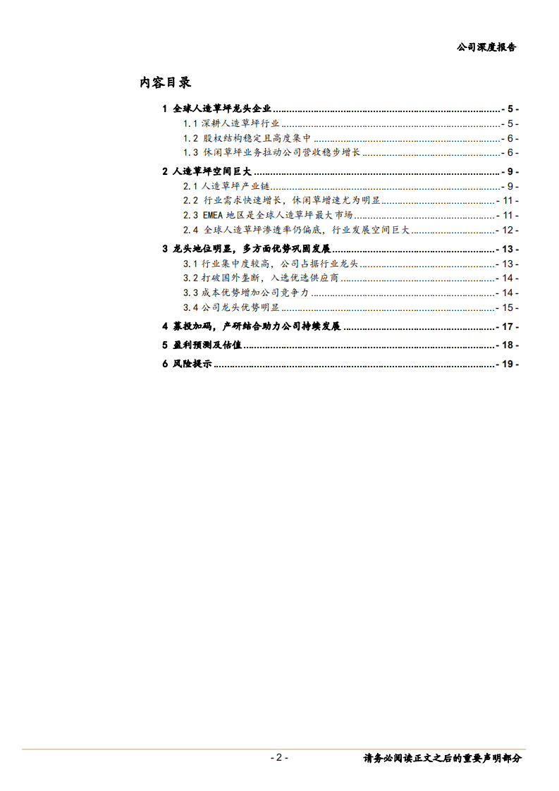 2020年共创草坪企业龙头地位明显，人造草坪空间巨大深度研究报告.pdf 第1页