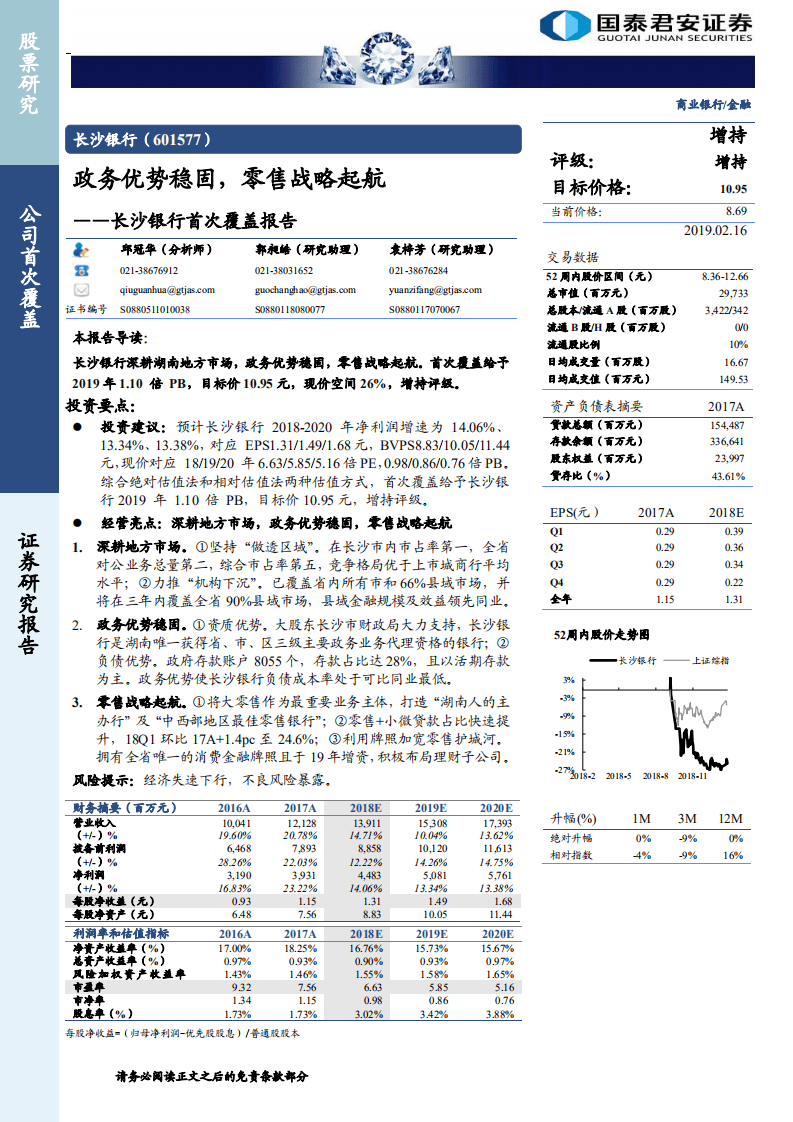长沙银行首次覆盖报告：政务优势稳固，零售战略起航.pdf 第1页