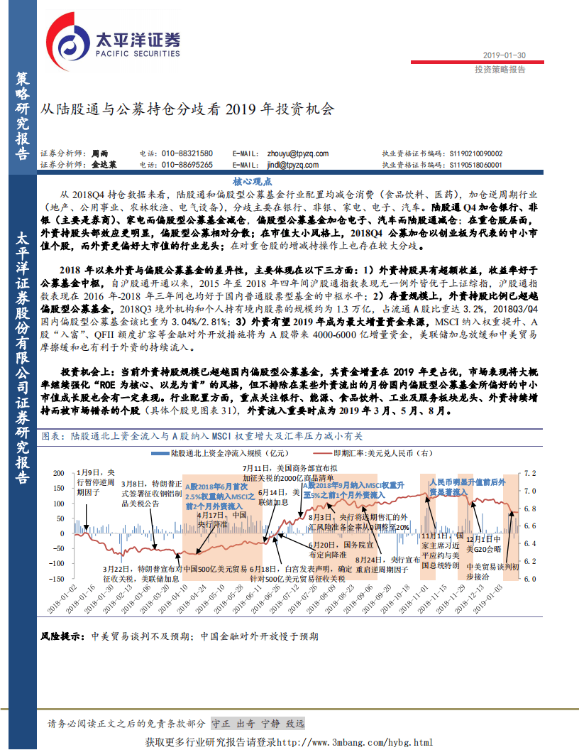 从陆股通与公募持仓分歧看2019年投资机会.pdf 第1页