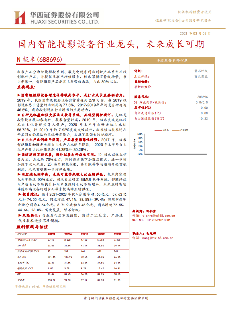N 极米-国内智能投影设备行业龙头，未来成长可期-210303.pdf 第1页