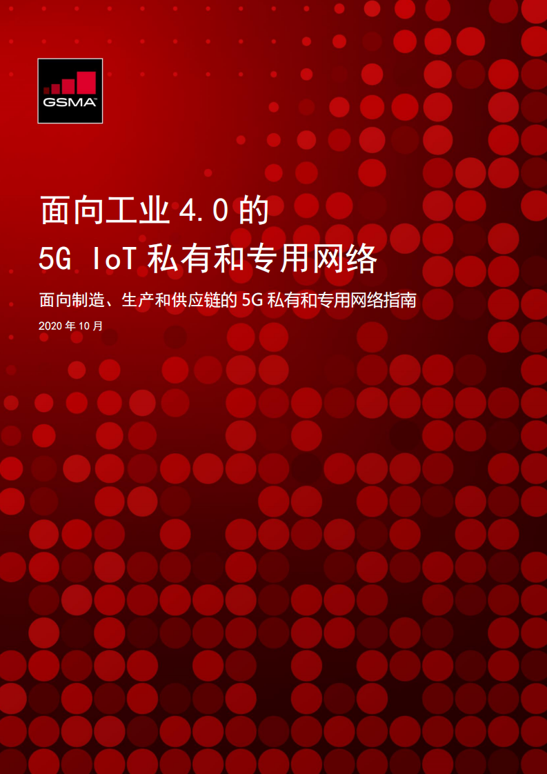 GSMA：面向工业 4.0 的 5G IoT 私有和专用网络报告.pdf 第1页