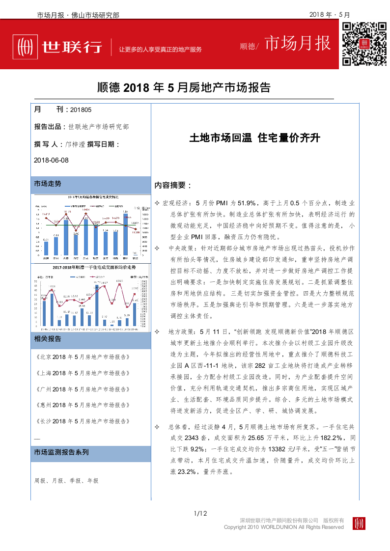 2018年5月顺德房地产市场报告.docx 第1页