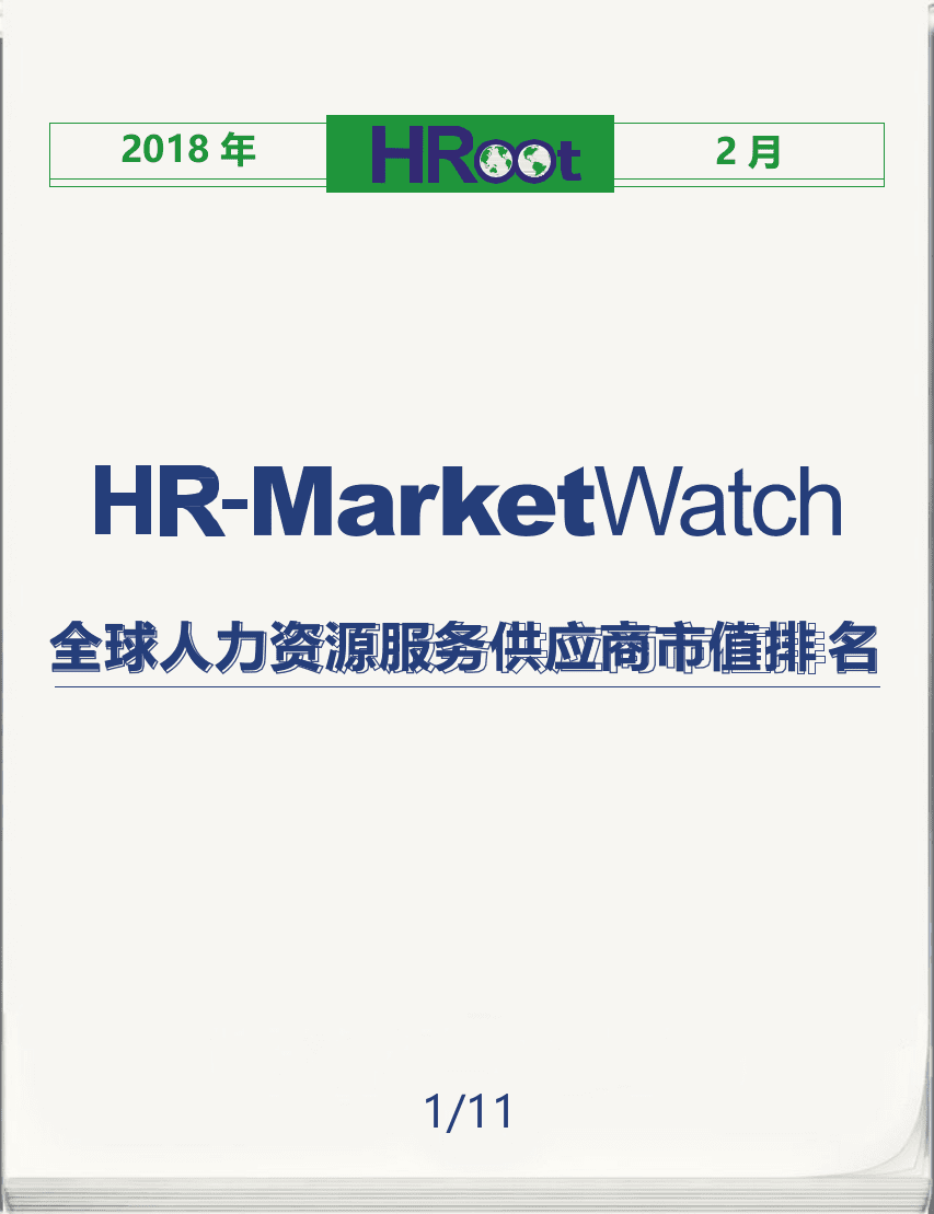2018年2月全球人力资源服务供应商市值榜单.docx 第1页
