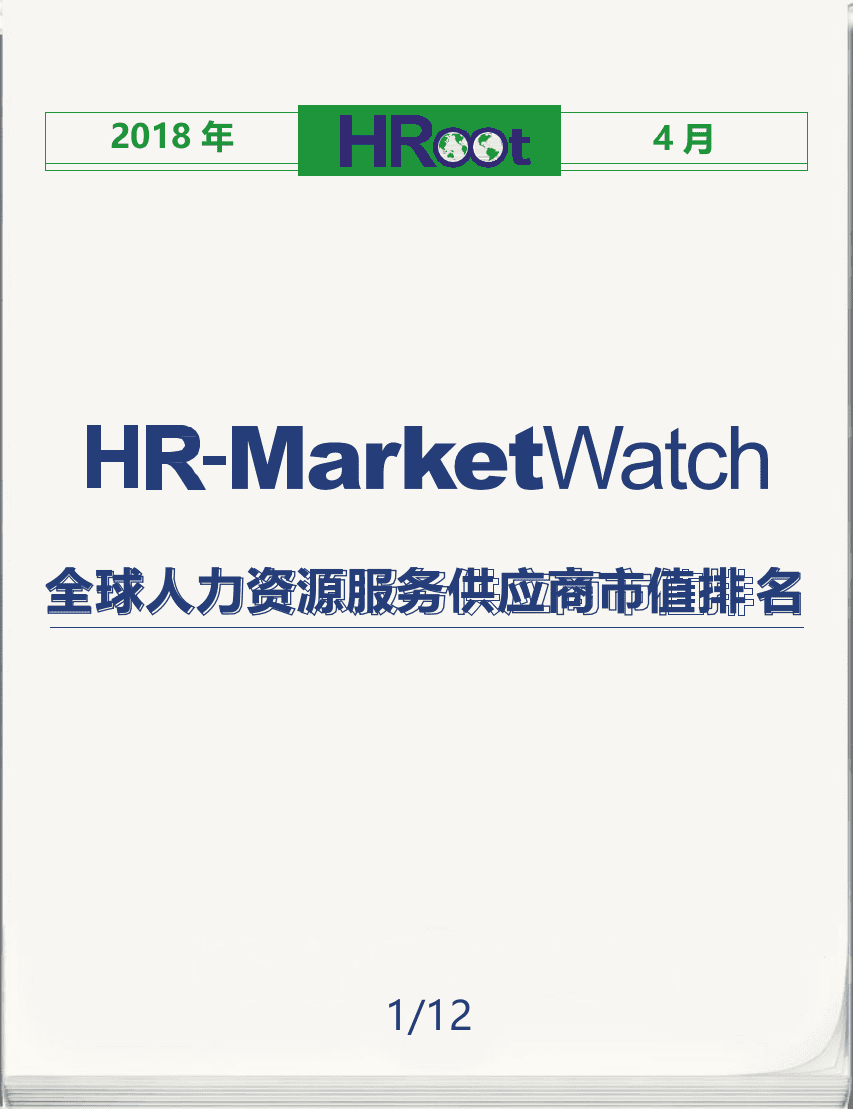 2018年4月全球人力资源服务供应商市值榜单.docx 第1页