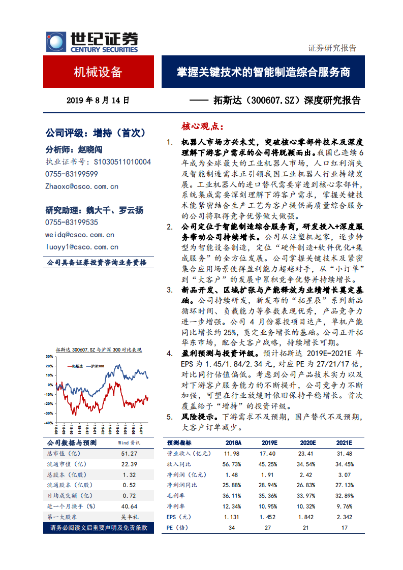 拓斯达-深度研究报告：掌握关键技术的智能制造综合服务商-190814.pdf 第1页