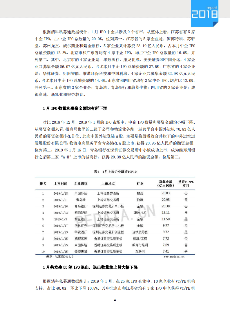 清科：2019年1月IPO统计报告.pdf 第4页