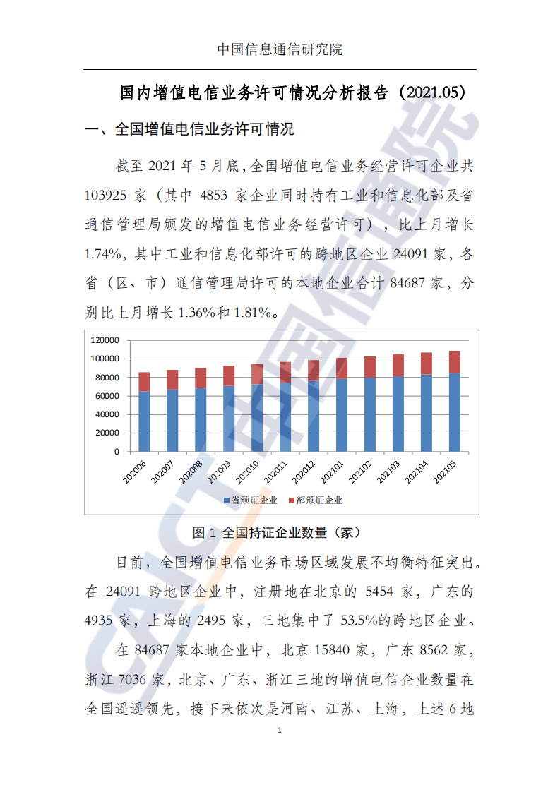 中国信通院：国内增值电信业务许可情况分析报告（2021.05）.pdf 第2页