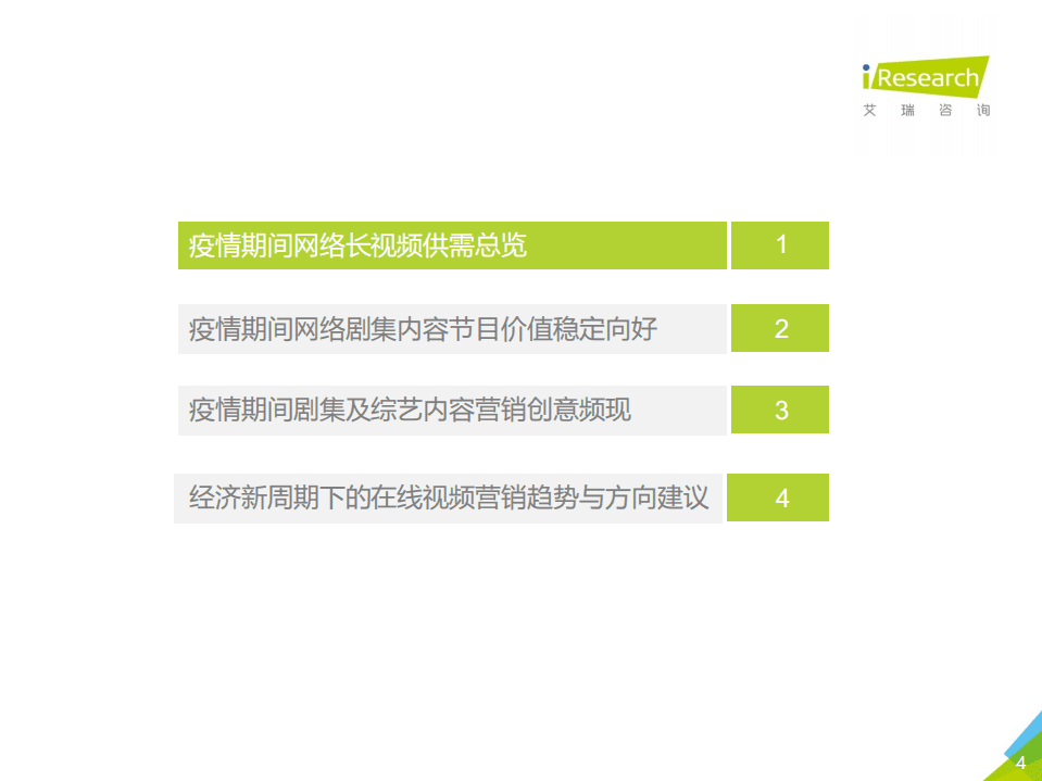 艾瑞：2020年中国疫情时期网络长视频内容价值回顾及探索.pdf 第4页