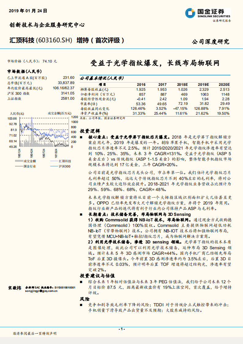 汇顶科技：受益于光学指纹爆发，长线布局物联网.pdf 第1页