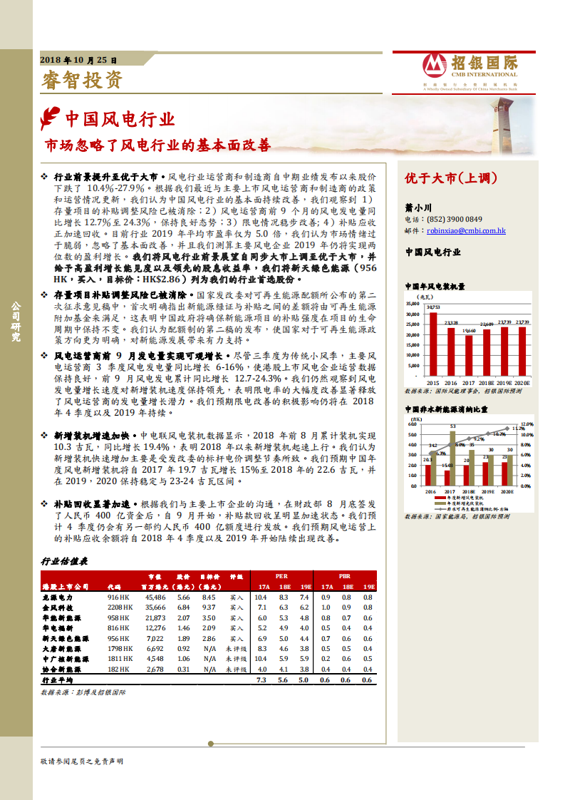 中国风电行业：市场忽略了风电行业的基本面改善.pdf 第1页