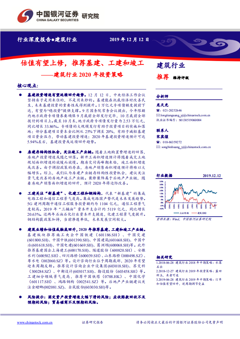 建筑行业2020年投资策略：值有望上修，推荐基建、工建和竣工.pdf 第1页
