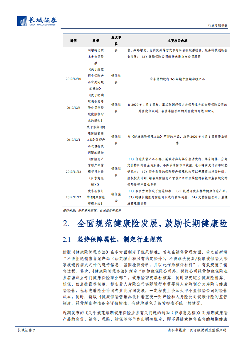 近期保险行业政策及疫情影响的专题评析：政策护航保险发展，疫情长期影响有限.pdf 第7页