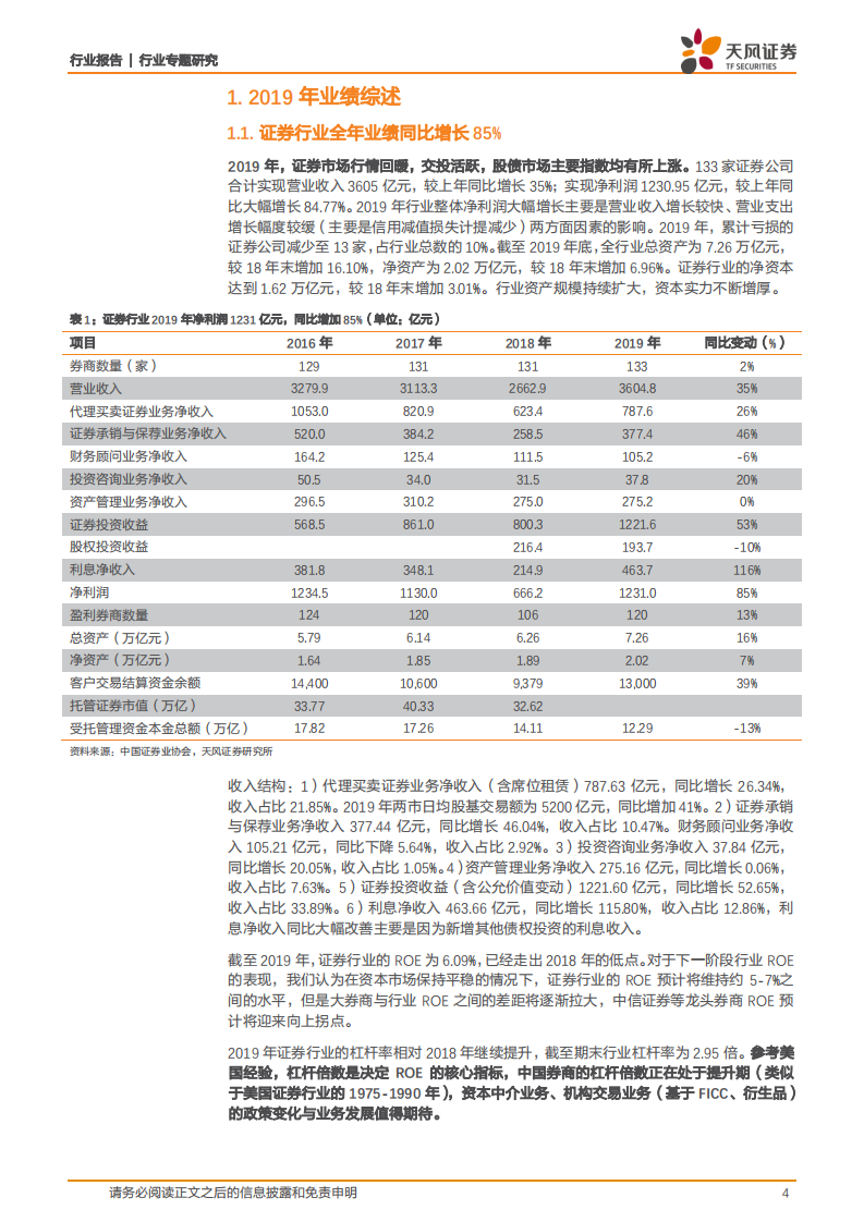 2019年证券行业年报综述：行业分化趋势或已确立，头部券商的ROE预计将迎来向上拐点.pdf 第4页