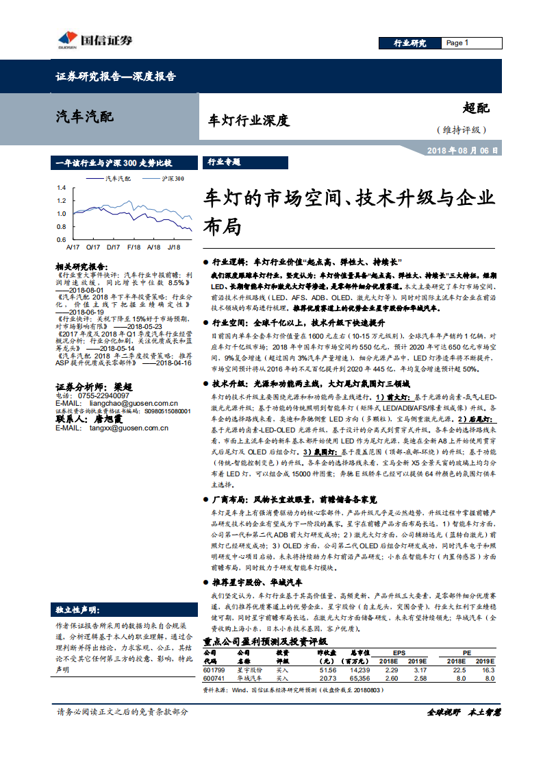 车灯行业深度：车灯的市场空间、技术升级与企业布局.pdf 第1页