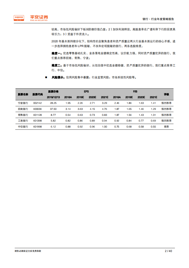 银行行业2020年度策略报告：拥抱分化，优选结构.pdf 第2页